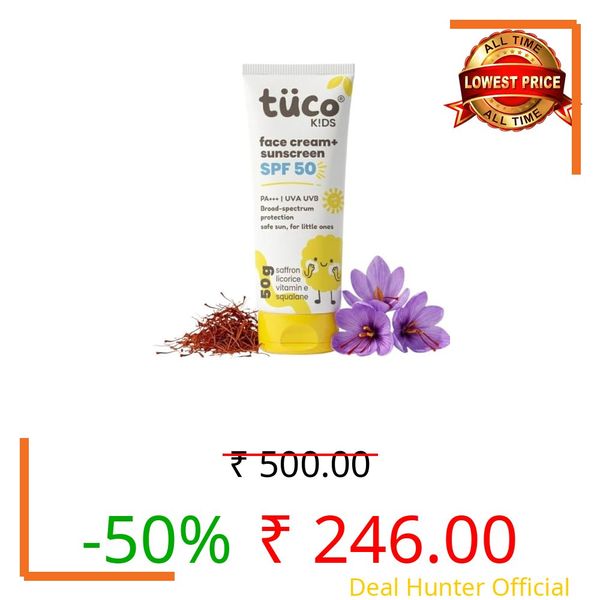 Tuco Kids Sunscreen for Kids, Sunscreen spf50 PA+++, 2-in-1 Face Cream-50g