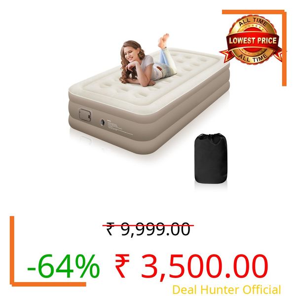 ZODAS FEAHRZEUG Single Airbed, Inflatable Mattress, 191x99x40cm, Brown, Waterproof, 200kg Capacity, Plush, Minimalist, Inflates in 3 Mins, Suitable for Home & Camping