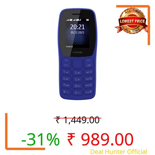Nokia 105 Classic | Dual SIM Keypad Phone with Built-in UPI Payments, Long-Lasting Battery, Wireless FM Radio | No Charger in-Box | Blue