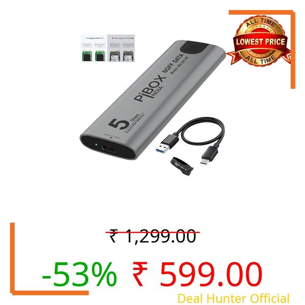 pibox India NGFF M2 SATA Enclosure, M.2 Enclosure for SATA NGFF SSD Aluminum case USB 3.1 Gen 2 to B M B-Key 2280 2260 2242 2230 External Solid State Drive with UASP - REALTEK RTL9201R - Tool Free