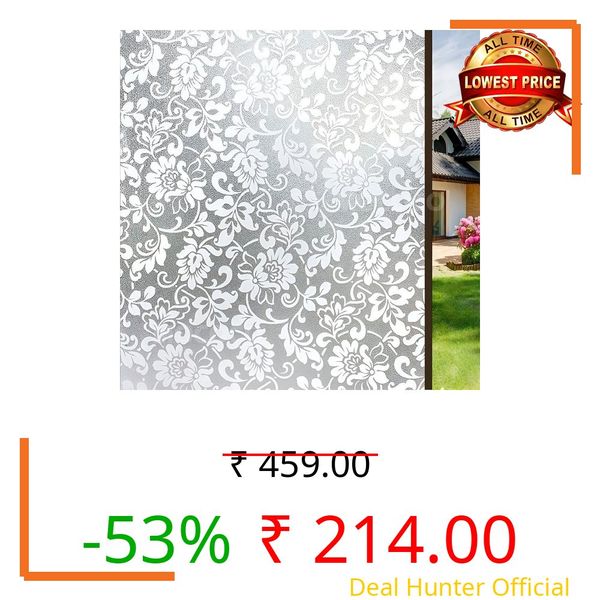 MOCOCO Premium Vinyl Privacy Stained Frosted Window Glass Film (16x36 Inch) - Self-Adhesive Tint Wallpaper Sticker Opaque Sheet for Glass Cover Window, Door, Office, Home.| Anti-UV. White Flowers