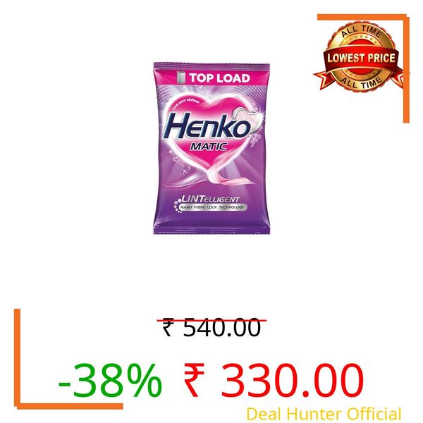 Henko Matic Top Load Detergent Powder 2 Kg Pouch With Power Of Lintelligent Nano Fiber Lock Technology|Laundry Detergent Powder For Tough Stain Removal|Dissolves Easily-Removes Tough Stains