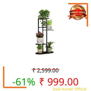 ARHAM ART 4 Tier Plant Stand Indoor Outdoor, Nordic Home Flower Pot Stand, Balcony Decoration Shelving, Iron Art Living Room Multi-Layer Display Stand (Black)