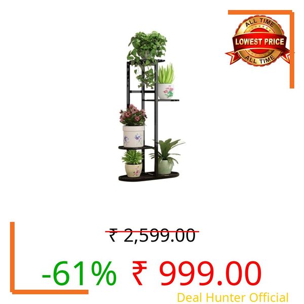 ARHAM ART 4 Tier Plant Stand Indoor Outdoor, Nordic Home Flower Pot Stand, Balcony Decoration Shelving, Iron Art Living Room Multi-Layer Display Stand (Black)