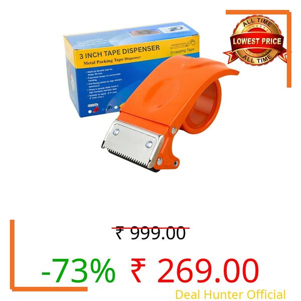 DIYASHI® 3-Inch Packing Tape Dispenser Cutter | Metal Hand Operated Manual Tape Dispenser Cutter for Packaging Boxes - 3 inch (Multi Color)