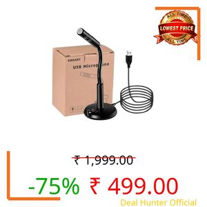 XIKKART Mic for PC, USB Gaming Microphone, Noise Cancellation, Recording for Laptop, Desktop Mac, Plug and Play, Black (Under 1000)