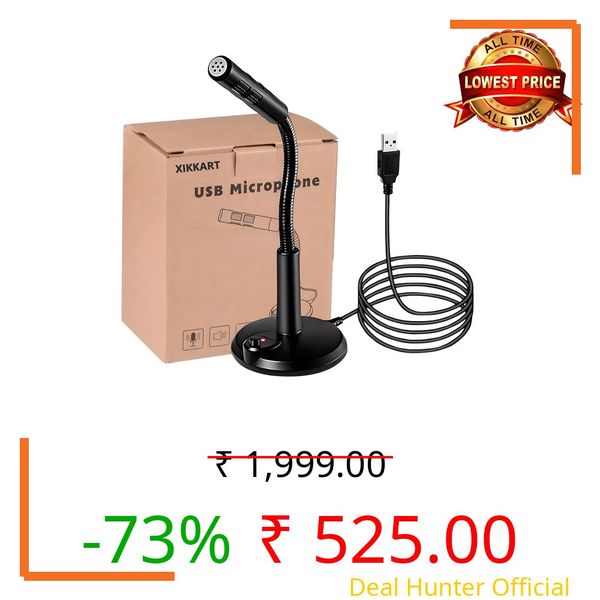 XIKKART Mic for PC, USB Gaming Microphone, Noise Cancellation, Recording for Laptop, Desktop Mac, Plug and Play, Black (Under 1000)