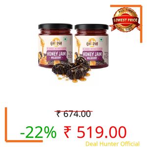 Eatopia Sugar Free Mulberry Honey Jam | 100% Pure & Natural | Healthy Jam for Kids & Adults | No Added Flavours & Preservatives | 70% Real Mulberries & 29% Pure Honey | Sweetness from Real Fruits & Honey | 240g Each | Pack of 2 | 480g