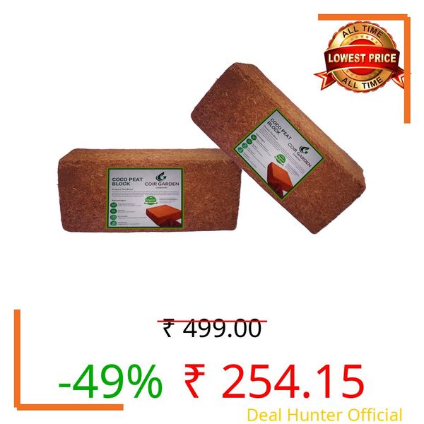 COIR GARDEN - Cocopeat Block 650 GMS(Pack of 2) - Expands Upto 6 kg - Soil Manure Potting Mixture for Terrace and Kitchen Gardening