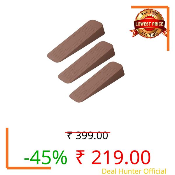 ALP Heavy Duty Anti|Non Slip Rubber Door Stoppers with Doors Powerful Gripping Work of Any Surface for Home, Offices, Warehouses & Classrooms Door Bottom Sealing 120mm x 37mm x 20mm (Brown, Pack of 3)