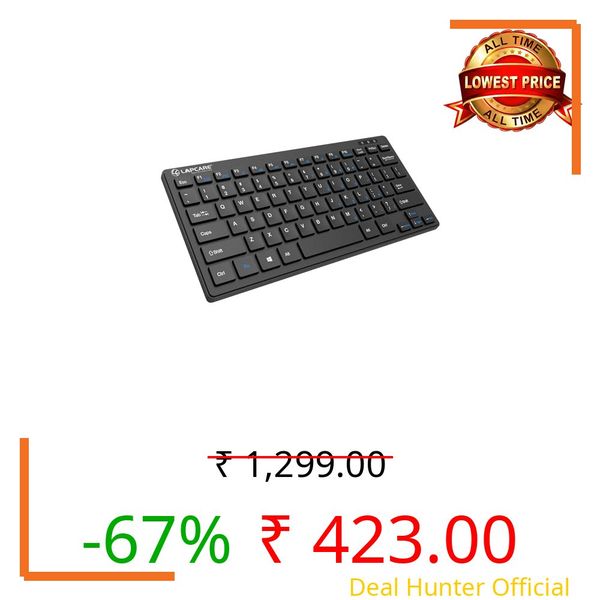 LAPCARE D-lite Plus Wireless Keyboard with 2.4 GHz &87 Keys, 8 Million Key Life, Minimalist Design,Compatible Window98, ME, 2000, XP, Windows VISTA/7/8/10,Linux (D-Lite + BLK)