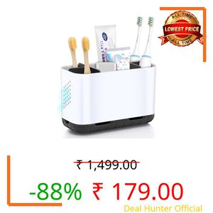 LAFARA Toothbrush Holders for Bathrooms, Electric Toothbrush and Toothpaste Holder with Adjustable Dividers and Drainage, Kids Toothbrush Organizer for Bathroom Countertop