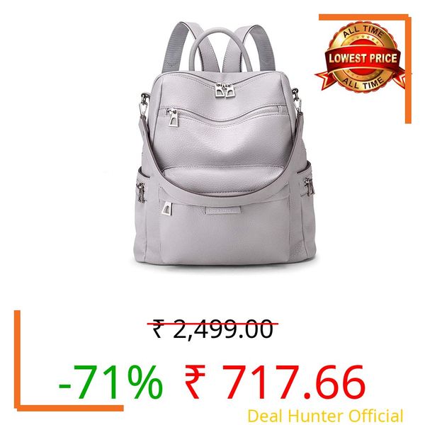 ProArch Leather Backpack for Women Elegant Genuine Backpack Purse Ladies Leather Shoulder Bag (GreyLe)