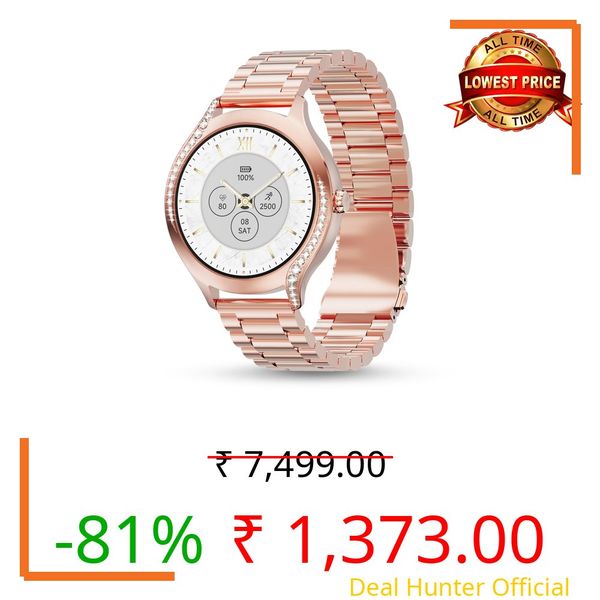 Pebble Ritz 1.19" (3.02 cm) HD Display, BT Calling, Female Health, Heart Rate Monitoring, Zen Mode, Multiple Watch Faces, AI Voice Assitance, Multiple Sports Mode - Metal Gold