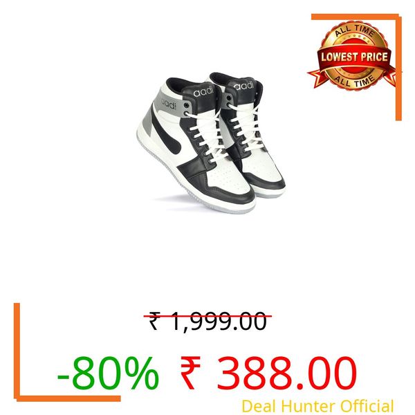 AADI Men's Black and White Synthetic Leather Outdoor Casual Boot