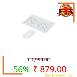 Bluetooth Keyboard and Mouse Combo Ultra-Slim Portable Rechargeable Compact Wireless Mouse Keyboard Set for Pad/iPad Pro/iPad Mini/iPad Air Mac OS,Android Windows iOS and Above(White)