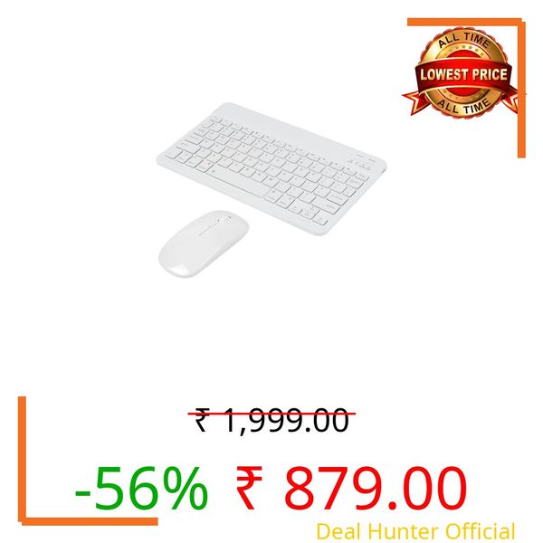 Bluetooth Keyboard and Mouse Combo Ultra-Slim Portable Rechargeable Compact Wireless Mouse Keyboard Set for Pad/iPad Pro/iPad Mini/iPad Air Mac OS,Android Windows iOS and Above(White)