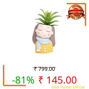 SSE Beautiful Handcrafted Resin Succulent Planter Decorative Showpiece Statue for Home,Office, Garden, Car, Desk Decor (Cute Muffler Girl)
