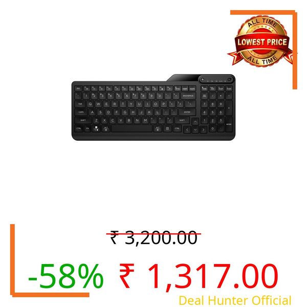 HP 460 Multi-Device Bluetooth Keyboard,Multi-OS,Slim Design(Full numpad),Upto 12 programmable Shortcut Keys, 2 AAA Batteries for 24 Months of Productivity,AES encrypted,3 Year Warranty(7N7B8AA)