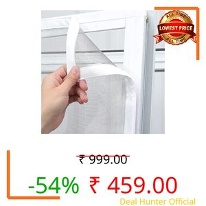 Autarky Fiberglass Mosquito Net Pre Stitched with Fastener Tape on All Four Borders Window Mosquito Net, 125 GSM FiberglassMesh Insect Net - White Color,Size -125cm x 180cm