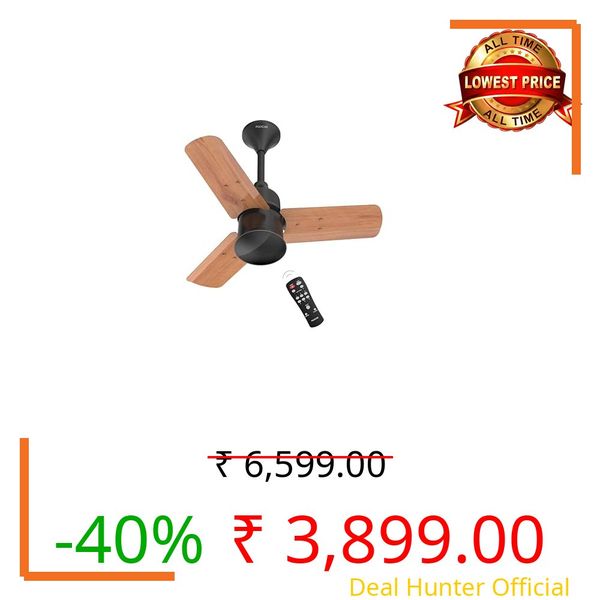 Polycab Silencio Mini 600mm 5-Star BLDC, Remote Ceiling fan for home| 55% Energy Saving, 100% Copper, High Speed, 25 Speed Setting, Reversable & Timer | 4-yr Warranty【Natural Wood】