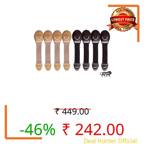 Kids Station Furniture Safety Locks for Kids, Pack of 4 Brown + 4 Beige, Made in India Child Safety, Locks for Drawers, Cabinets, Fridge, Cupboard Lock, Strong and Adhesive Safety Locks