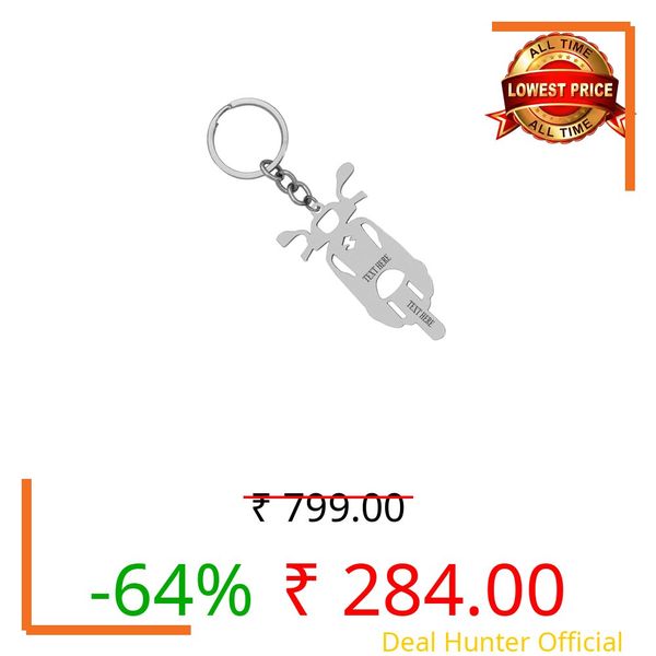 M Men Style Personalised Scooty Keychain With Custom Message Silver Stainless Steel Kering For Men And Women LCSkey893
