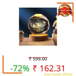 Miramar Galaxy Crystal Ball Night Light,2.4 Inch Glass Ball Night LED Lamp with Woodern Base,Decorations Gifts for Men,Women,Kids,Boys,Girls,Teens (Galaxy Light)