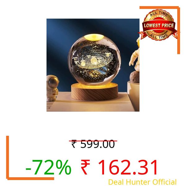 Miramar Galaxy Crystal Ball Night Light,2.4 Inch Glass Ball Night LED Lamp with Woodern Base,Decorations Gifts for Men,Women,Kids,Boys,Girls,Teens (Galaxy Light)