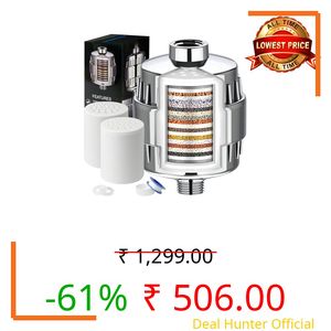Shower Filter, 20 Stage Shower Head Filter for Hard Water with 2 Cartridges, High Output Shower Water Filter to Remove Chlorine, Fluoride and Other Impurities, Improves Skin Condition, Protects Hair