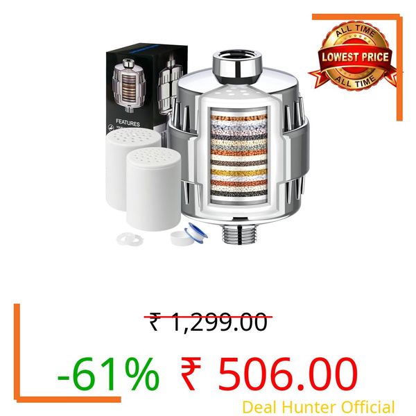 Shower Filter, 20 Stage Shower Head Filter for Hard Water with 2 Cartridges, High Output Shower Water Filter to Remove Chlorine, Fluoride and Other Impurities, Improves Skin Condition, Protects Hair