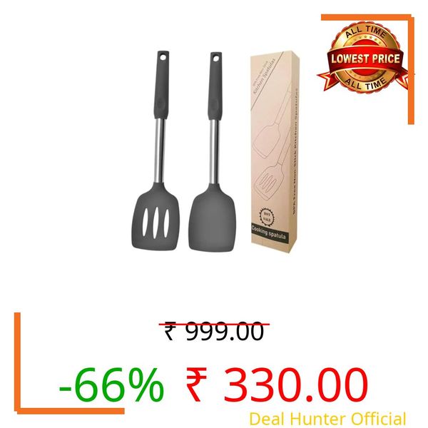 HFLYJPYW 2 Pack of Silicone Solid Turner,Non Stick Slotted Kitchen Spatulas,High Heat Resistant BPA Free Cooking Utensils,Ideal Cookware for Fish,Eggs,Pancakes (Gray)