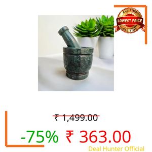 Milap Creations Granite Marble Mortar and Pestle Set 4 Inch, Okhli Masher, Khalbatta, Kharal, Mixer, Imam Dasta, Grinding Stone for Kitchen
