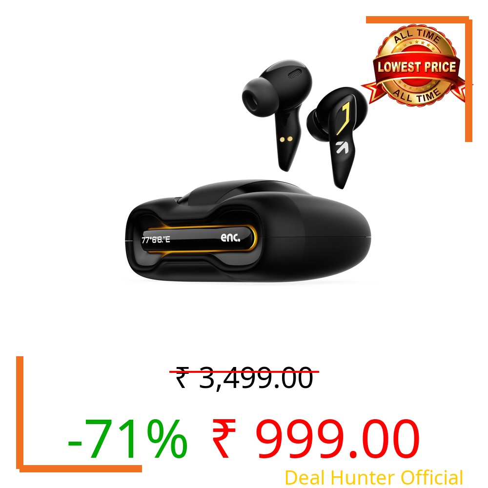 GOBOULT Astra Truly Wireless in Ear Earbuds with 48H Playtime, Built-in App Support, 45ms Low Latency Gaming, 4 Mics ENC, Breathing LEDs,13mm Bass Drivers, TWS Ear Buds (Black Gloss)