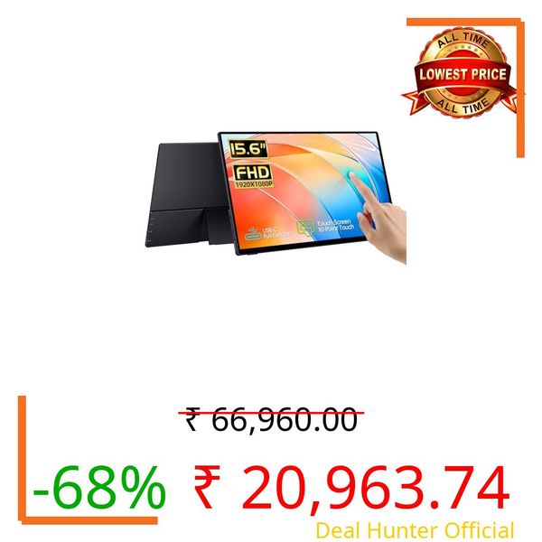 CAPERAVE 15.6'' Portable Monitor Touchscreen, FHD IPS Touch Screen with Tempered Glass, Travel Monitor with Kickstand & Speaker, HDMI USB C External Monitors for Laptop Phone Computer Xbox Switch