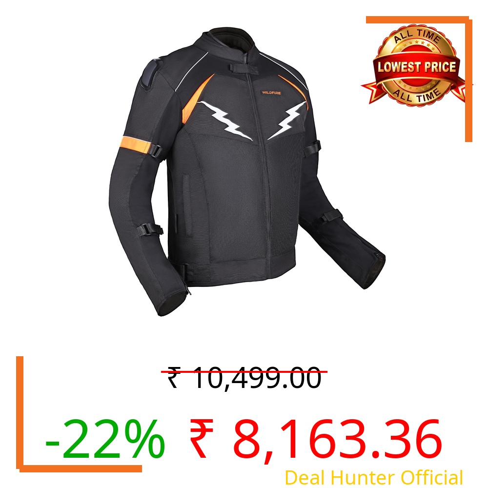 Allextreme WILDFIRE Bike Riding Jacket CE Level 2 Certified Armour Protector for Back Elbows Shoulders Mesh Fabric Motorcycle Gear (2XL, Black/Neon Orange)