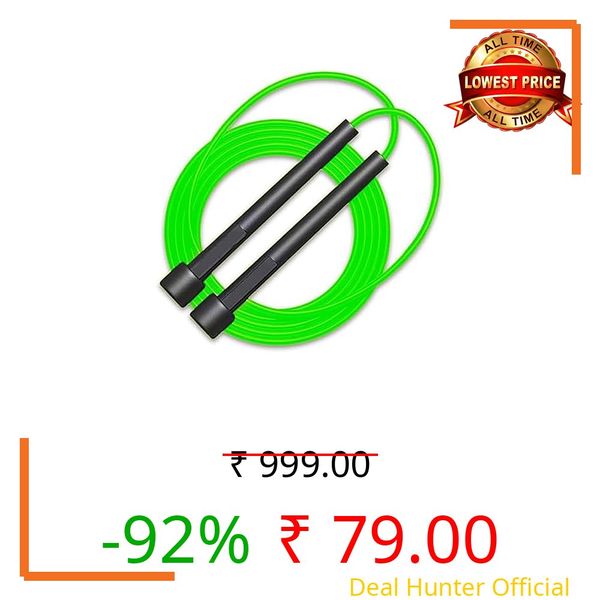 Playfitz Zero Gravity Skipping Fitness Rope & Gym Skipping Rope For Men & Women Jump Rope For Workout & Exercise Sports Fitness Adjustable Jump Rope For Speed Skipping Lightweight (Green)