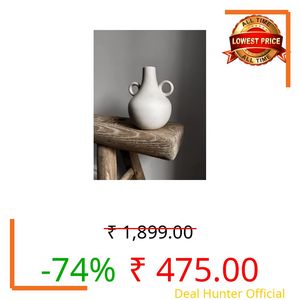 Bliss Hohm Decorative Flower Vase (6 Inches, Off-White) for Home Decor and Gifting, Ceramic Flower Vases for Living Room & Office Decor, Decoration Items, Wall Tabletop showpieces (Amphora)