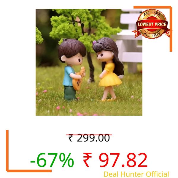 CraftVatika Valentine Guitar Couple Lovers Miniature Showpiece Valentine Gift for Girlfriend Boyfriend Husband Wife Decorative Showpiece (Multi, Resin 5 Centimeters)