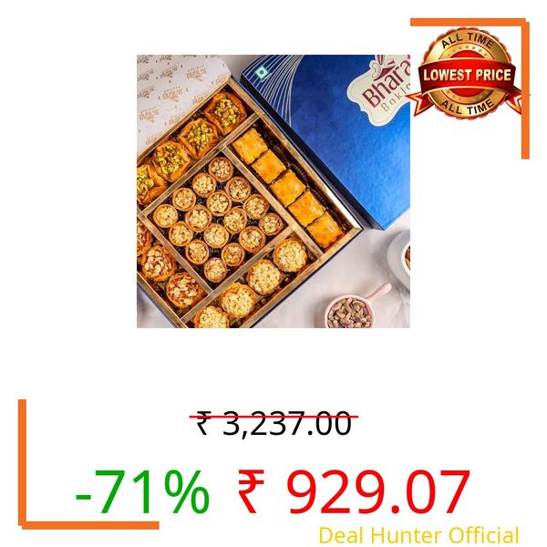 Bharat Baklava Assorted Gift Box 650g | Premium Dry Fruit Baklava Sweets | Cashew, Almond, Simsimia & Finger Baklava | Luxury Festive Gift Hamper