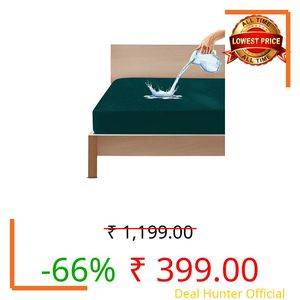 GADDA CO 100% Waterproof Mattress Protector Single Bed | All Sides 360° Elastic Fitted Bed Cover | Cotton Feel Mattress Cover | Dust & Mite Resistant Bed Protector | Single Bed - (72x36 Inch, Peacock)