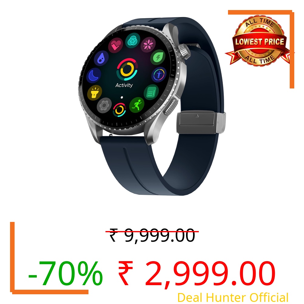 Noise Origin Smart Watch Smoothest UI Experience (New Nebula UI) & EN 1 Processor, 1.46" ApexVision AMOLED Display, Stainless Steel, Contour-Cut Design, Fitness Age, Fast Charging (Mosaic Blue)