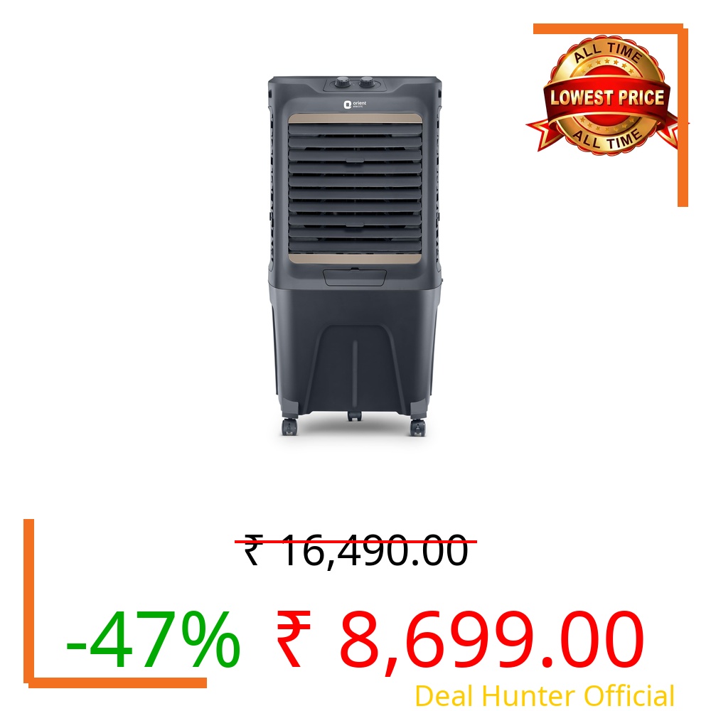 Orient Electric Tornado 65L Desert Air Cooler for home | Densenest Honeycomb Pads | Fully Collapsible Louvers, Inverter Compatible | High Air Delivery | 1 Year Warranty by Orient | Dark Grey