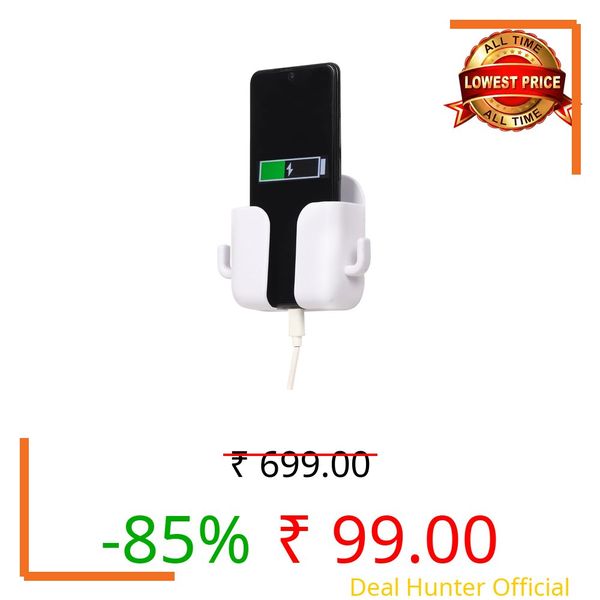 DSNS Mobile Wall Mount Holder Remote Stand Phone Holder for Charging AC/TV Storage Box, All Smartphones | Pack of 1 (Whitte)