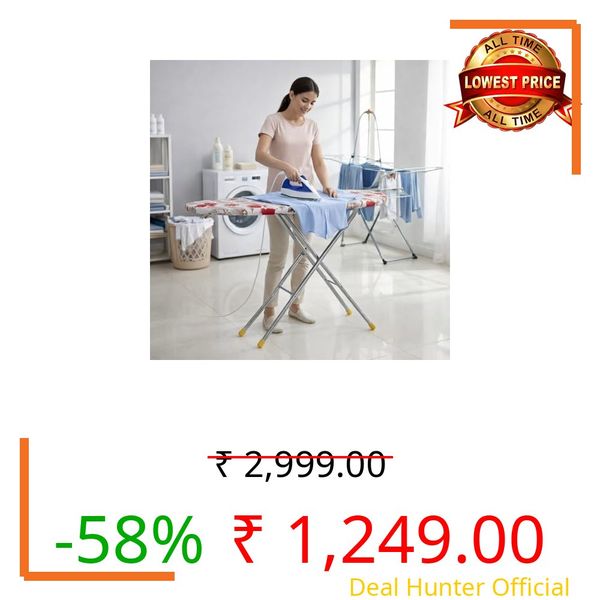 Maanit Wooden Heavy Self Standing Ironing Board/Table 18 Inch | Foldable Portable Iron Board with Iron Stand | Strong Stable Base for Home Use