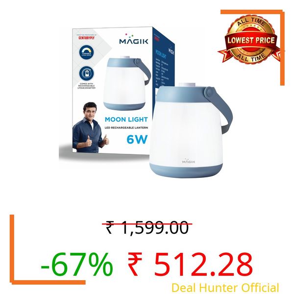 MAGIK Moonlight 6W Rechargeable LED Lantern | 360° Uniform Lighting | CCT Tunable (2700–6500 K) | USB Powered | Portable Mood | Emergency Light | Ideal for Camping, Outdoor, Decor & Power Cuts