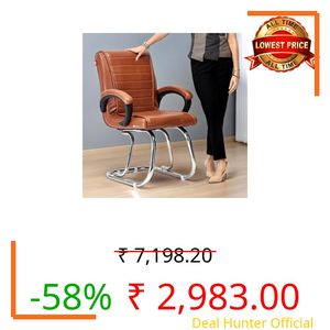 RATISON Special Director Principal Manager Office Visitor with arm Rest with Double Pipe Frame and Cushioned seat Back (1, Brown, Double Pipe Chrome Frame)