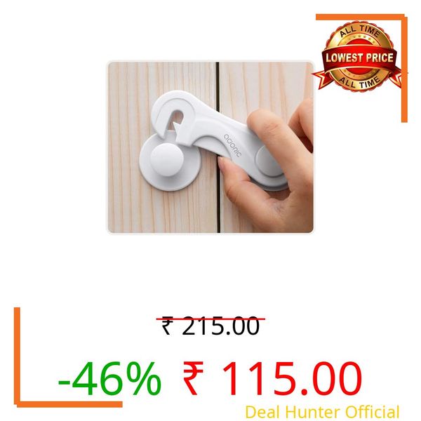 MADHYA Baby Safety Cabinet Door Locks, Childproof Door Latch for Protecting Kids Toddler and Infant Proofing, Locks with Adhesive, for Drawer Cupboards Fridge Oven Closet & Pantry, Black, Pack of 2