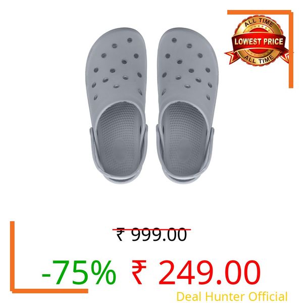 CASSIEY Men's Lightweight Classic Clogs || Sandals with Adjustable Back Strap for Men- Grey