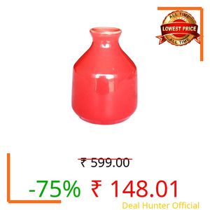 Pure Source India Ceramic Decorative Flower Vase/Pot for Living Room, Home Decor Without Flowers (Red) (3.5 inch)